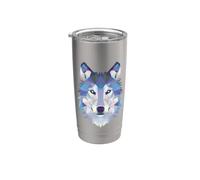 Loup géométrique bas Poly Art - Cadeau pour amoureux de la faune et de la nature Gobelet isotherme en acier inoxydable double paroi