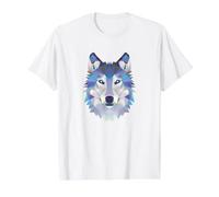 Loup géométrique Bas Poly Art - Cadeau pour Amoureux de la Faune et de la Nature T-Shirt Graphique avec Valeur, Homme, Blanc, L