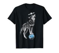 Loup Graphique Blue Eyes Funny Planet Print T-Shirt