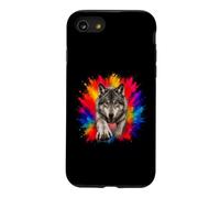 Loup Gris coloré Splash Art Wildlife Coque pour iPhone SE (2020) / 7/8