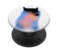 Loup Gris surréalisme éthéré Vaporwave Horreur Loups Animaux PopSockets PopGrip Adhésif