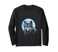 Loup Gris Terrain de Chasse Glacial Lune forêt Galaxie Hurlant Manche Longue