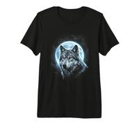 Loup Gris Terrain de Chasse Glacial Lune forêt Galaxie Hurlant T-Shirt Haut de Gamme