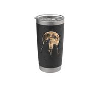 Loup Hibou au clair de lune Wildlife Night Forest Nature Gobelet isotherme en acier inoxydable double paroi