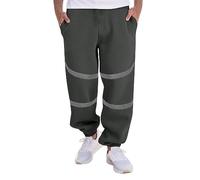 Loup Homme Pantalon de des Pieds avec Rayures réfléchissantes argentées, Ample, décontracté, avec Grandes Poches, Nouvelle Automne et Hiver Pantalon Cargo Homme Travail (Grey, XXL)