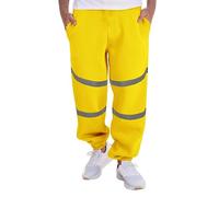 Loup Homme Pantalon de des Pieds avec Rayures réfléchissantes argentées, Ample, décontracté, avec Grandes Poches, Nouvelle Automne et Hiver Pantalon Cargo Homme Travail (Yellow, XXXL)