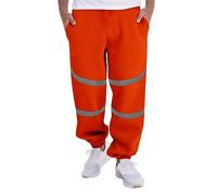 Loup Homme Pantalon de des Pieds avec Rayures réfléchissantes argentées, Ample, décontracté, avec Grandes Poches, Nouvelle Automne et Hiver Pantalon Cargo Homme Travail (Orange, XXL)