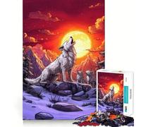 Loup Hurlant à la Lune Puzzle 1000 pièces pour Adultes Jeu de mémoire et de Concentration Ajustement Parfait Format Compact Idéal pour des Moments de Jeu en Famille (50x75cm)