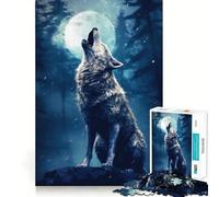 Loup Hurlant à la Lune Puzzle de 1000 pièces Jeu de réflexion et d'exercice Emboîtement précis sans espaces Défi cérébral interactif pour la Maison (38x26cm)