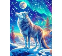 Loup hurlant à la pleine lune 1000 Pièces Puzzle Personne Âgée En Carton Rigide Paysages et science-fiction Facile Débutant Anti-Stress Stimulation Cognitive Loisir Créatif Petit Prix Premium 1000 PCS