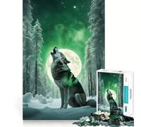 Loup Hurlant au Clair de Lune Puzzle de 1000 pièces pour Adolescents Stimulation Cognitive Amusant Emboîtement sûr Pas de pièces Qui se détachent Une façon captivante de Passer Le Temps (38x26cm)