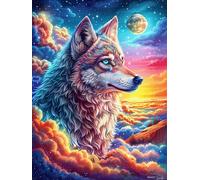 Loup hurlant au coucher du soleil 1000 Pieces Casse-tête Adolescent En Carton Épais Faune sauvage et animaux de compagnie Difficulté Moyenne Activité Éducative Cadeau Saint Valentin Pas Cher Anniversa