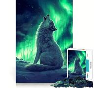 Loup Hurlant aux aurores boréales Puzzle 1000 pièces pour Adultes Jeu de mémoire et de Concentration Ajustement Parfait Format Compact Idéal pour des Moments de Jeu en Famille (50x75cm)