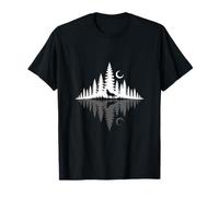 Loup hurlant dans la silhouette de la forêt la nuit T-Shirt