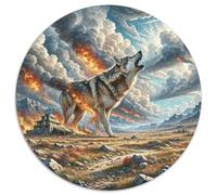 Loup Hurlant dans Le désert 4 1000 Pièces Puzzles Classiques Animaux Puzzle Circulaire pour Adultes Et Enfants Cadeaux Jeu D'Intelligence De l'art De La DécoRat ION Moderne 1000pcs (67.5X