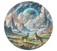 Loup Hurlant dans Le désert 6 1000 Pièces Jigsaw Puzzles Animaux Puzzle Rond pour Enfants Encastrement Parfait Jeu D'Intelligence De l'art De La DécoRat ION Moderne 1000pcs (67.5x67.5cm)