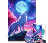 Loup Hurlant la Lune Puzzle 1000 Pièces pour Adolescents Jeu de Croissance et d'Entraînement Ajustement Parfait et Compact Idéal pour des Jeux en Famille (50x75cm)