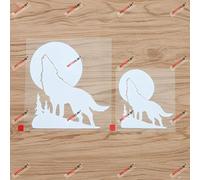 Loup hurlant loups lune silhouette décalcomanie autocollant vinyle - 2 Pack Blanc, 10,2 cm, 15,2 cm - découpe sans fond pour voiture bateau ordinateur portable