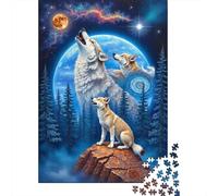 Loup Hurlant Lune 1000 Pièces Stock De Cartes Premium Puzzle Classique Adolescents Fans 12-18 Ans Entraînement du Cerveau Joyeux Cadeau Le 70x50cm/1000pcs