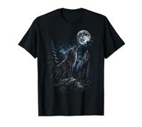 Loup Hurlant Lune forêt Arbres Faune Nature Art extérieur T-Shirt