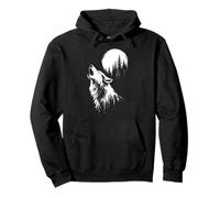 Loup Hurlant Lune forêt Arbres Faune Nature extérieur Sweat à Capuche