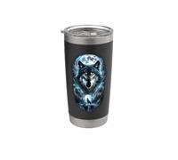 Loup hurlant lune nuit Thunder-Lightning Forest Predator Gobelet isotherme en acier inoxydable double paroi