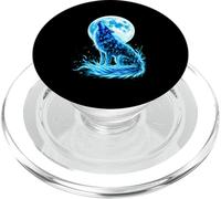 Loup Hurlant Lune Pleine Éclat PopSockets PopGrip pour MagSafe