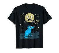 Loup Hurlant Moon Stop It Cartoon Funny T-Shirt Graphique avec Valeur
