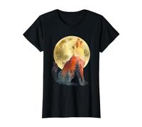 Loup Hurlant Pleine Lune forêt Double Exposition T-Shirt Graphique avec Valeur