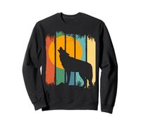 Loup Hurlant Rétro Vintage Coucher De Soleil Nature Sauvage Sweatshirt