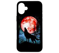 Loup Hurlant Sang Rouge Lune Galaxie étoile Nuit Coque pour iPhone 16 Plus