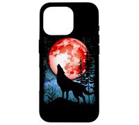 Loup Hurlant Sang Rouge Lune Galaxie étoile Nuit Coque pour iPhone 16 Pro