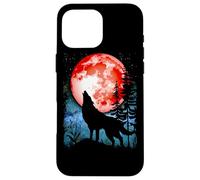 Loup Hurlant Sang Rouge Lune Galaxie étoile Nuit Coque pour iPhone 16 Pro Max