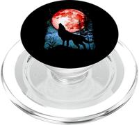 Loup Hurlant Sang Rouge Lune Galaxie étoile Nuit PopSockets PopGrip pour MagSafe
