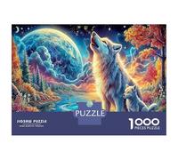 Loup Hurlant sous Les étoiles 1000 Pièces Puzzle Classique Prédateur Fantastique Coffret Puzzle Carton Épais - Ados 12-18 Ans, Logique, pour Les Amateurs De Puzzles 38x26cm/1000pcs