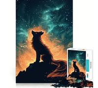 Loup Hurlant sous Un Ciel de feu Cosmique Puzzle de 1000 pièces Jeu de réflexion Amusant Pièces précises et sans Couture Passe-Temps Fascinant pour Les Moments de détente (38x26cm)