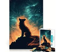 Loup Hurlant sous Un Ciel de feu Cosmique Puzzle de 1000 pièces pour Adolescents Stimulation Cognitive Amusant Emboîtement sûr Pas de pièces Qui se détachent Une façon captivante de Passer Le Temps