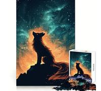 Loup Hurlant sous Un Ciel de feu Cosmique Puzzle de 1000 pièces pour Adultes Exercice cérébral, détente et évasion Découpe de précision Cadeau de Noël idéal (38x26cm)