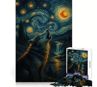 Loup Hurlant sous Un Ciel étoilé Puzzle de 1000 pièces pour Adolescents Développe l'esprit d'analyse Découpe Nette (38x52cm)