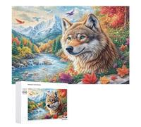 Loup Hurlant sur Le Rocher avec des Pics enneigés Puzzle 1000 Pièces pour Adolescents 14+ Défi Puzzle Pensée Critique Cadeau pour Adolescents 1000 PCS