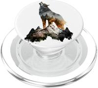 Loup Hurle Montagnes Nature Animal Art Amoureux des Animaux Loup PopSockets PopGrip pour MagSafe