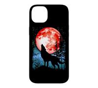 Loup hurle, Sang Rouge, Lune, Galaxie, étoiles, Nuit Coque pour iPhone 14 Plus