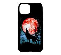 Loup hurle, Sang Rouge, Lune, Galaxie, étoiles, Nuit Coque pour iPhone 15 Plus