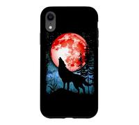Loup hurle, Sang Rouge, Lune, Galaxie, étoiles, Nuit Coque pour iPhone XR
