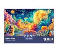 Loup hurle sous Le Ciel Cosmique Vibrant Puzzle De 1000 Pièces Loup Cool Idéal pour Hommes, Femmes, Personnes Âgées Et Seniors 38x26cm/1000pcs