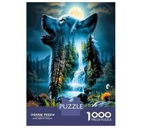 Loup Hurlement Cascade 1000 Pièces Pack Puzzle Sérénade dans Les Bois Sauvages Puzzle Carton Extra-épais - Collectionneurs’ Favorite, Détente, Pause Bureau Voyage Et Fêtes 38x26cm/1000pcs