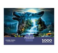 Loup Hurlement Cascade 1000 Pièces Puzzle Premium Sérénade dans Les Bois Sauvages Coffret Puzzle Carton Premium - Seniors, Concentration, Cadeau Maison Neuve Et Pause Bureau 70x50cm/1000pcs