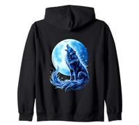 Loup Hurlement Pleine Lune Bleu Mystique Sweat à Capuche