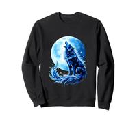 Loup Hurlement Pleine Lune Bleu Mystique Sweatshirt