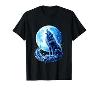Loup Hurlement Pleine Lune Bleu Mystique T-Shirt